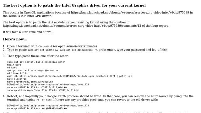 Ubuntu: Google Earth freezes during zoom-in on Intel processors with integrated graphics смотреть онлайн