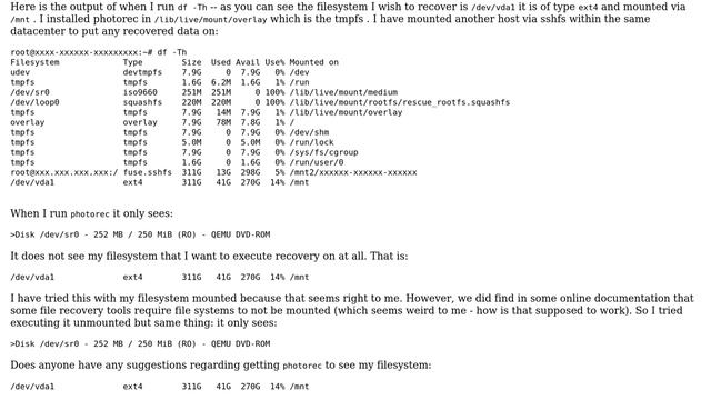 photorec photo recovery software not seeing my mounted filesystem - trying to use photorec to... смотреть онлайн