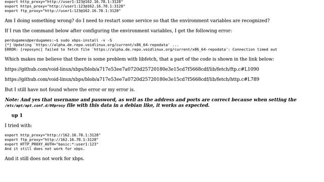 Unix & Linux: How do I use xbps with an authenticated proxy? смотреть онлайн