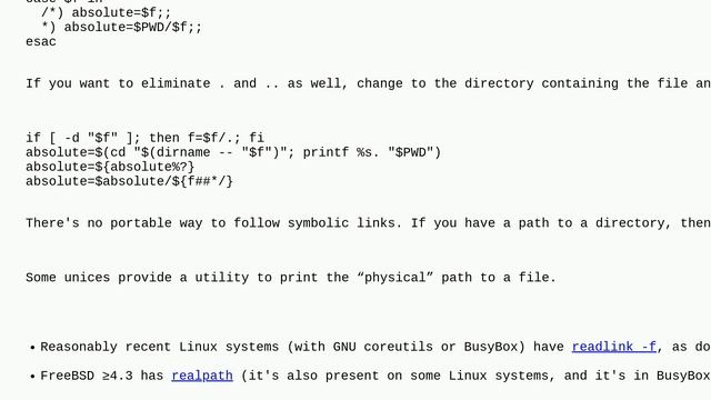 Unix: Converting relative path to absolute path without symbolic link смотреть онлайн