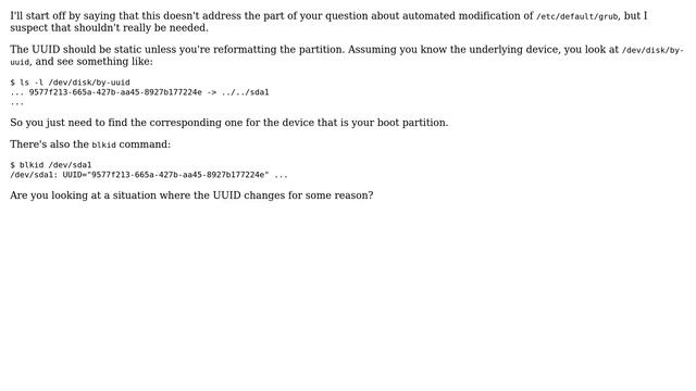 Unix & Linux: reliable scripting way of obtaining UUID of boot partition (3 Solutions!!) смотреть онлайн