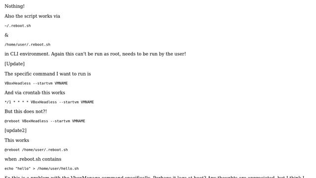 Ubuntu: @reboot works with command but not script - Cron смотреть онлайн