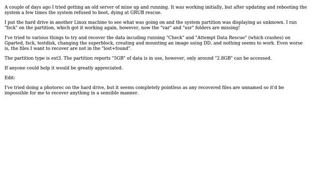 Unix & Linux: Recover data after hard drive faliure смотреть онлайн