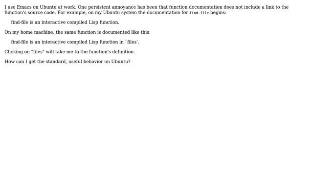 Emacs on Ubuntu: Function documentation lacks link to source code смотреть онлайн