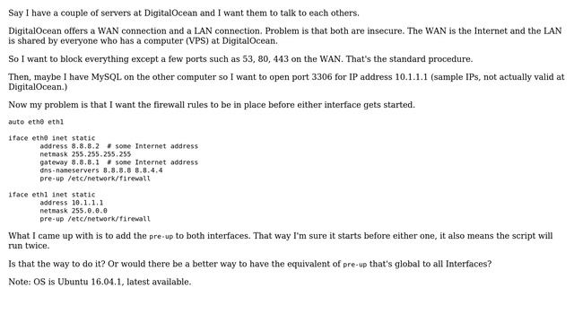 Unix & Linux: Two interfaces, both require the firewall to be up before starting смотреть онлайн