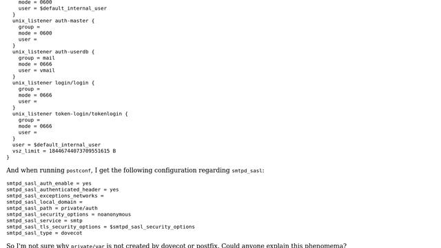 Unix & Linux: /private/var socket not created with postfix/dovecot sasl смотреть онлайн