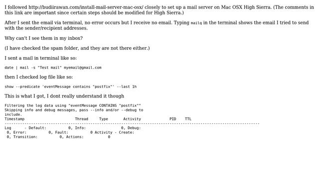 Unix & Linux: Cannot send email with postfix MTA via mac Terminal смотреть онлайн