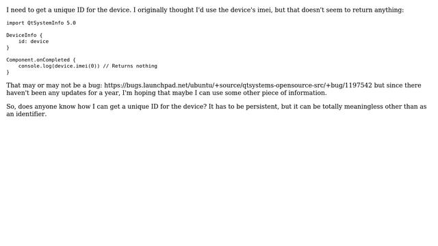Ubuntu: Get unique device ID in QML смотреть онлайн