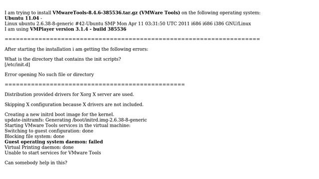 VMWare-Tools Installation fails on Ubuntu 11.04 смотреть онлайн