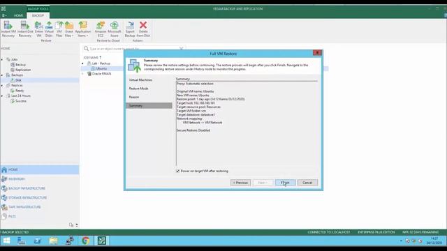 Veeam Perform Restore VM Backup смотреть онлайн