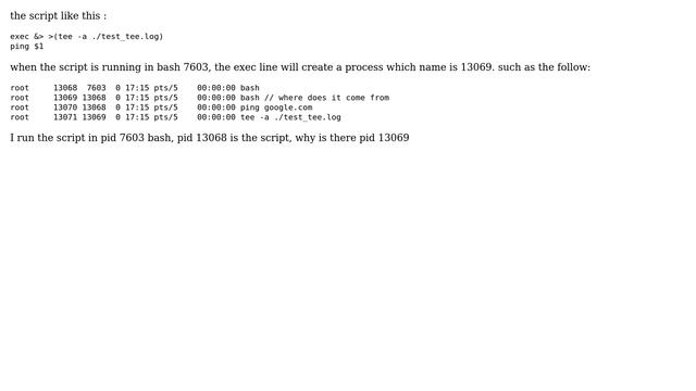 exec tee to redirect file will create bash process смотреть онлайн