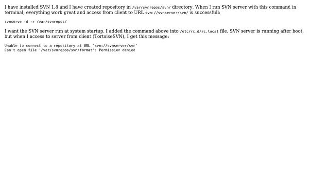Start SVN server after boot смотреть онлайн