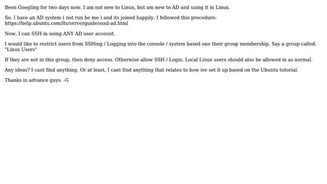 Authenticate Users based on AD group membership. Ubuntu 14.04 , Cant find help anywhere смотреть онлайн