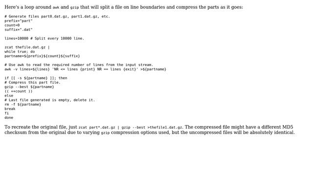 Split a large .gz file and gzip each of split file? (2 Solutions!!) смотреть онлайн