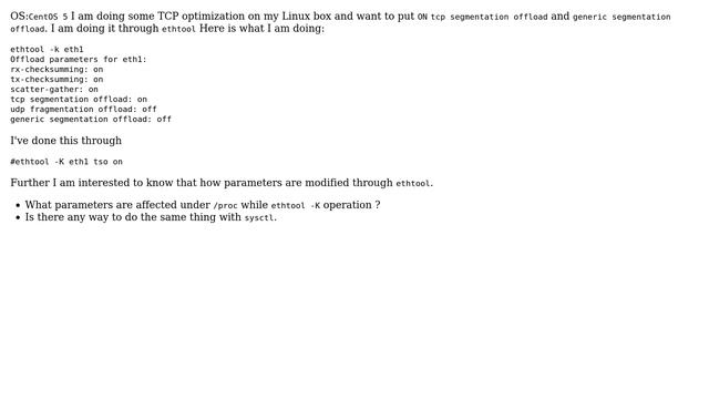 Unix & Linux: Linux:How to tweak TSO and GSO from proc window / sysctl смотреть онлайн