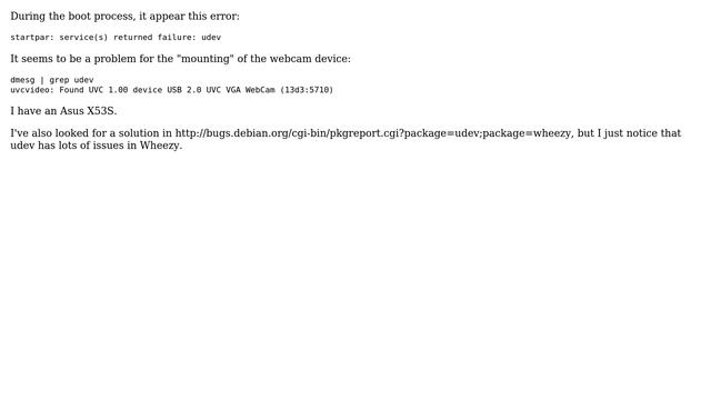 Error during the boot process in Debian Wheezy: udev (version 175) смотреть онлайн