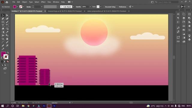 Retro city illustration in adobe speed art | vector art tutorial смотреть онлайн