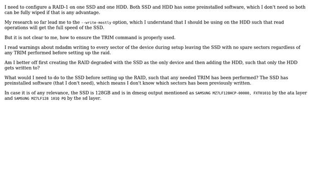 Configuring a mdadm RAID-1 on SSD and HDD смотреть онлайн