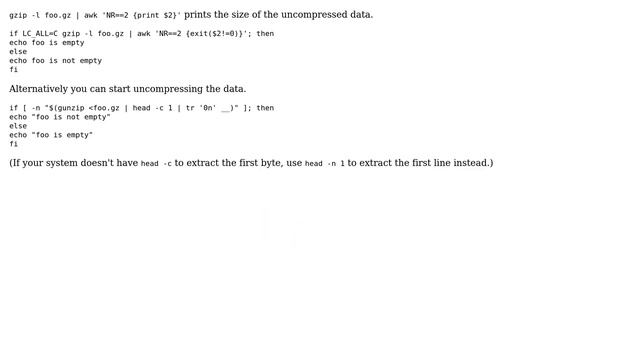 Unix & Linux: How can I check if a gzipped file is empty? (4 Solutions!!) смотреть онлайн