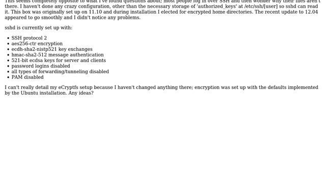 Ubuntu: Why is ecryptfs only mounting private home directory over ssh? смотреть онлайн