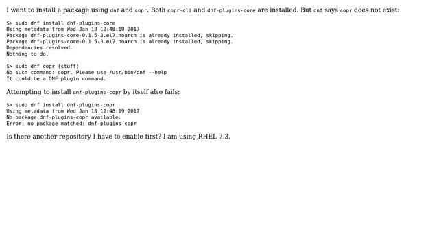 dnf copr plugin not present in dnf-plugins-core смотреть онлайн