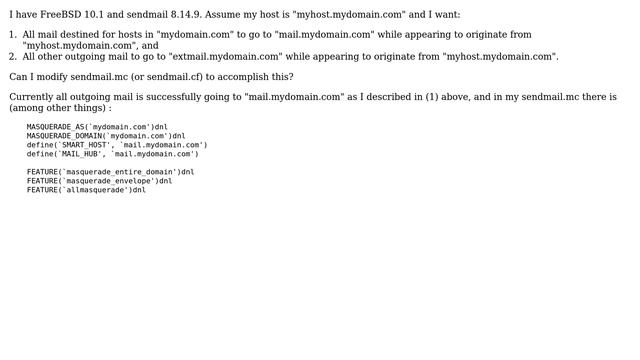 How to set up separate relay for sendmail outgoing mail to foreign domains? смотреть онлайн