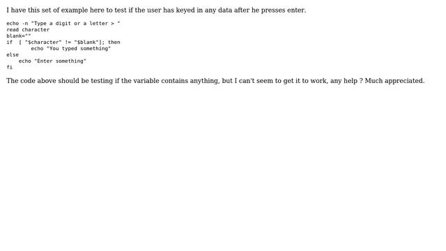 Unix & Linux: How do i create a function to test if the input contains any character? смотреть онлайн