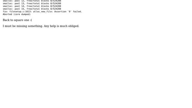 DevOps & SysAdmins: fio 3.23 core dumps when bench-marking many small files смотреть онлайн