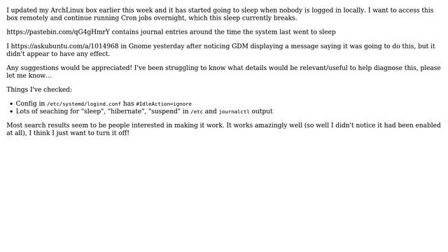 prevent desktop arch linux box from sleeping смотреть онлайн