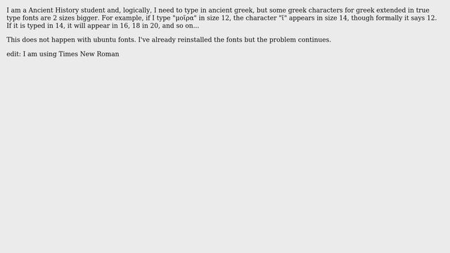 Ubuntu: Font size for some greek extended characters in true type fonts are 2 sizes bigger смотреть онлайн