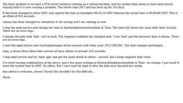 DevOps & SysAdmins: ntpd on Fedora Core 6 with high negative time reset values (2 Solutions!!) смотреть онлайн