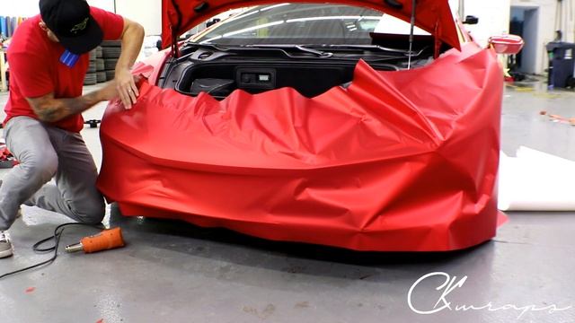 Lamborghini Huracan Front Bumper Vinyl Wrap In Satin Red Chrome смотреть онлайн