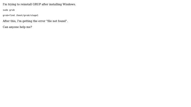Unix & Linux: "file not found" error when reinstalling GRUB смотреть онлайн