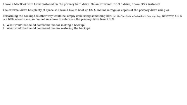 Unix & Linux: How to use dd to backup second linux hard drive from os x? смотреть онлайн