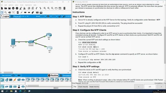 10.3.4 Packet Tracer - Configure And Verify NTP