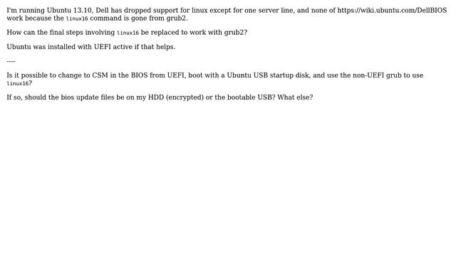 Unix & Linux: Can't find command 'linux16', need to update Dell BIOS. use startup disk? смотреть онлайн