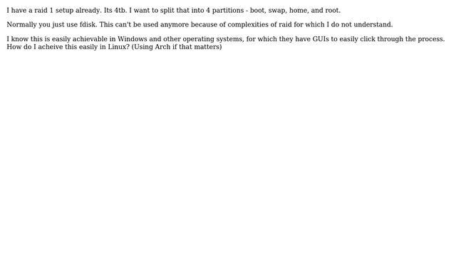 Unix & Linux: Raid partitioning - how do I add a new partition? смотреть онлайн