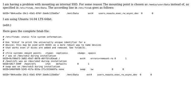 Unix & Linux: Wrong mount point for internal SSD смотреть онлайн