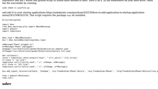 Ubuntu: How can I get a notification using Notify-OSD when the charger is inserted/removed? смотреть онлайн