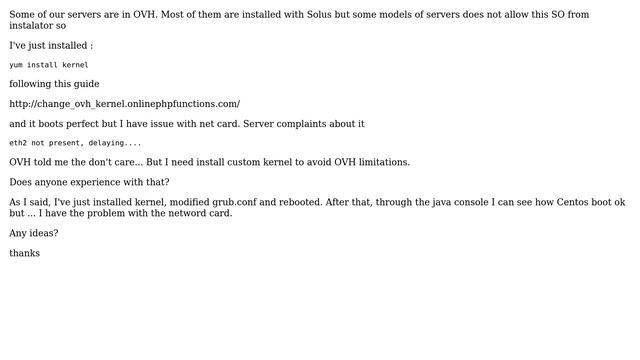 DevOps & SysAdmins: Issue with OVH centos custom kernel and network смотреть онлайн