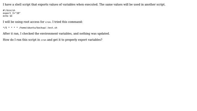 How do I run a shell script with export command in crontab? смотреть онлайн