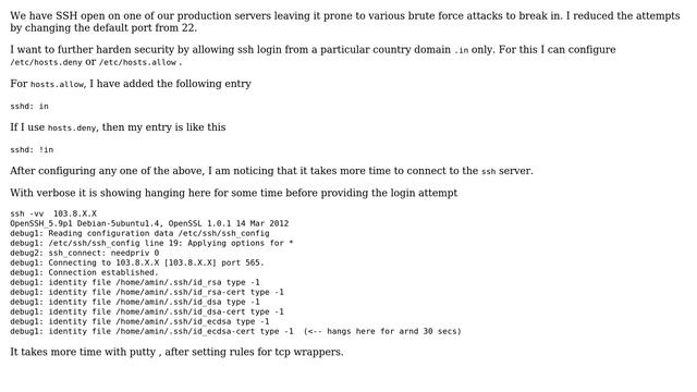 Unix & Linux: SSH slow after configuring TCP Wrappers смотреть онлайн