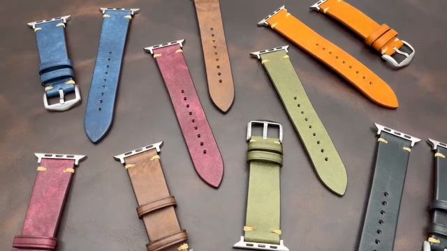 Handmade crazy horse leather Band for apple watch 38mm 42mm leather Watch strap смотреть онлайн