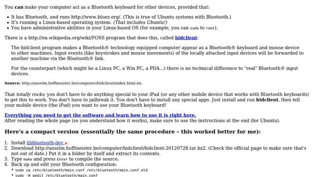 Ubuntu: How do I make Ubuntu appear as a bluetooth keyboard? смотреть онлайн