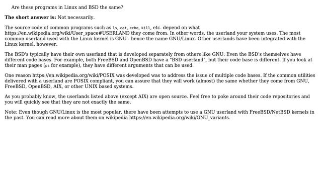Do the common programs (for example: "ls", "cat") in Linux and BSD come from the same source code? смотреть онлайн