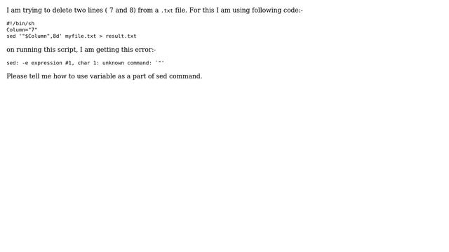 Unix & Linux: How to use variable in sed command? смотреть онлайн
