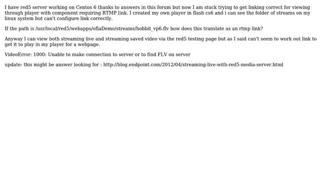 Unix & Linux: Cannot work out red5 link in linux to input rtmp for player смотреть онлайн
