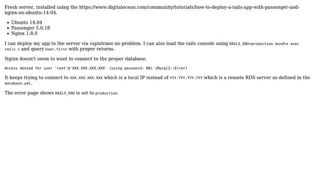 Nginx Passenger MySQL connects only locally смотреть онлайн
