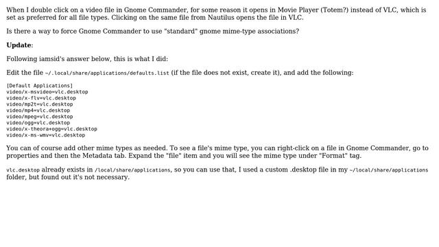 Ubuntu: How do I force Gnome Commander to use VLC instead of Movie Player by default? смотреть онлайн