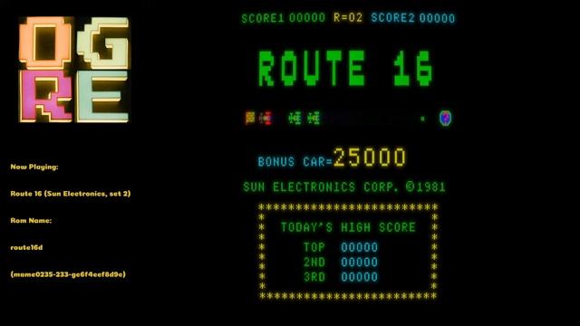 OGRE [MAME 0.236 WIP] Route 16 (Sun Electronics, set 2) смотреть онлайн